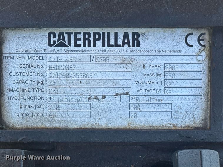 image for item DO0661 2008 Caterpillar S305 skid steer scrap shear