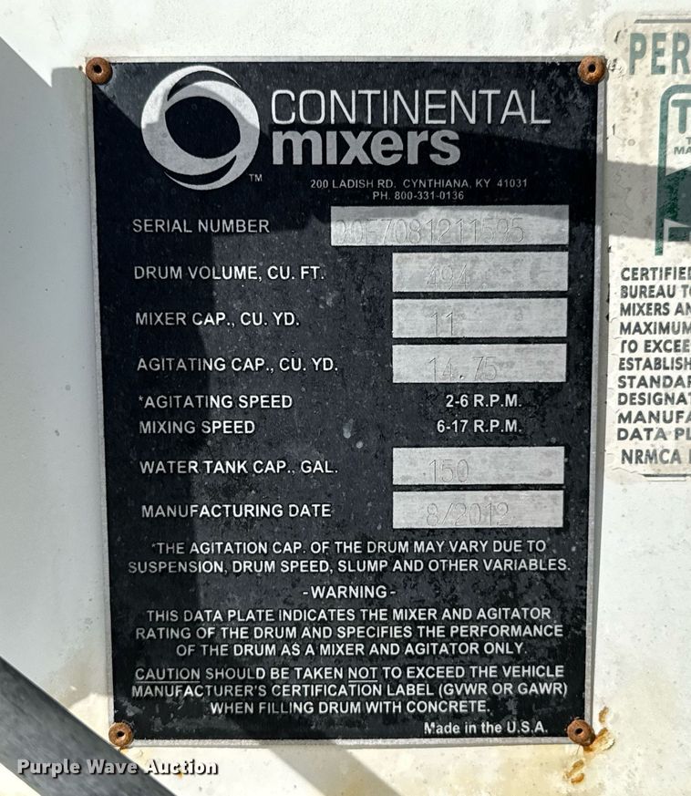 image for item DO0697 2014 International WorkStar 7600 ready mix truck