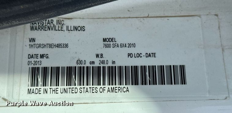 image for item DO0697 2014 International WorkStar 7600 ready mix truck