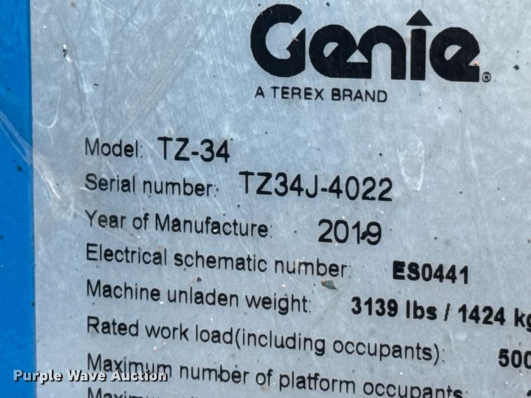image for item DO0711 2019 Genie TZ-34/20 boom lift
