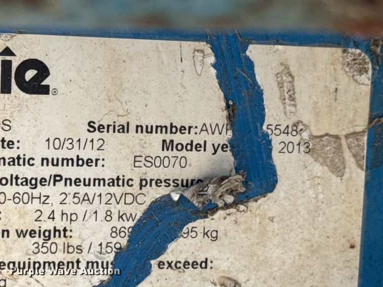 image for item DO0716 2012 Genie AWP-30S vertical lift