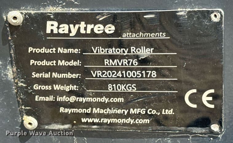 image for item DO0720 Raytree RMVR76 skid steer vibratory roller