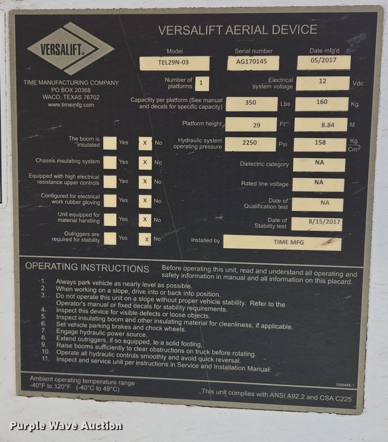 image for item DP6239 2017 Chevrolet Silverado 3500HD bucket truck