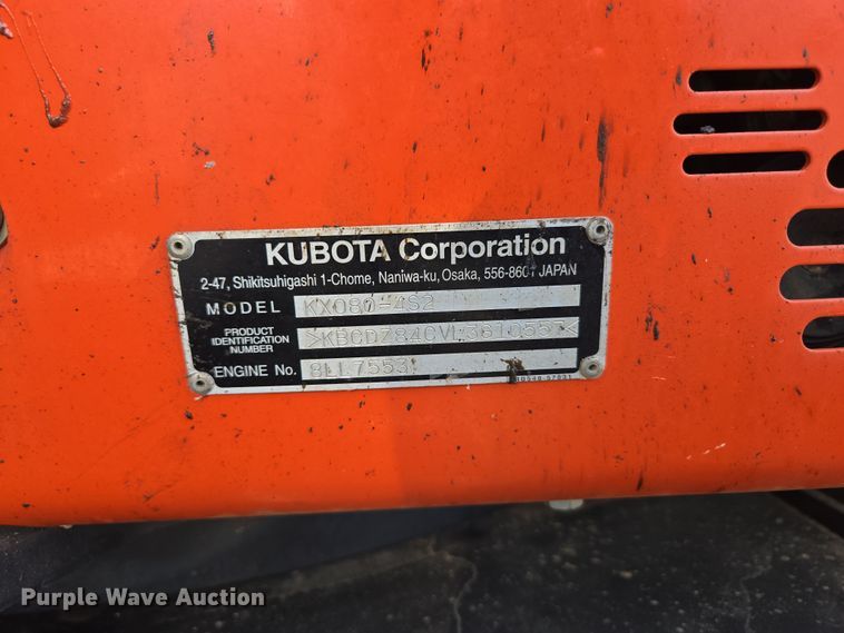 image for item DP6251 2020 Kubota KX080-4S2 mini excavator