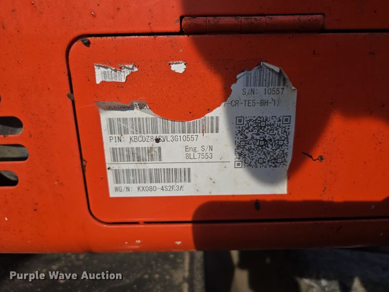 image for item DP6251 2020 Kubota KX080-4S2 mini excavator