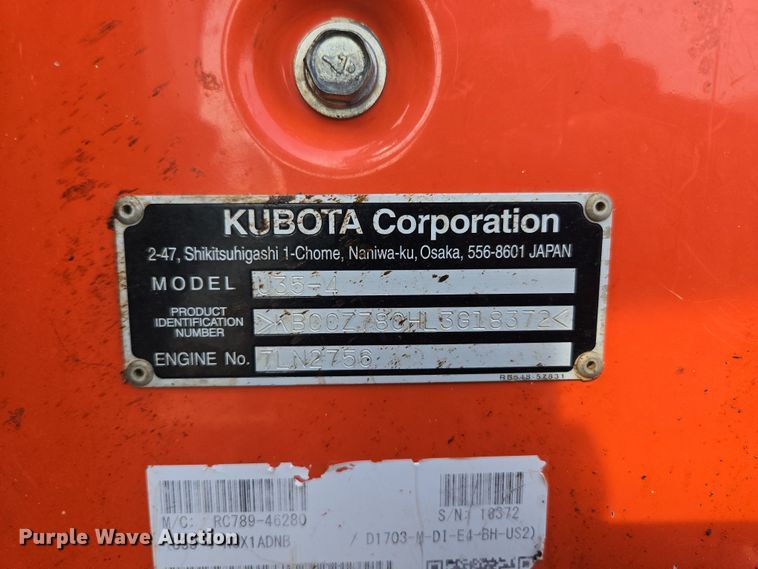 image for item DP6253 2020 Kubota U35-4 mini excavator