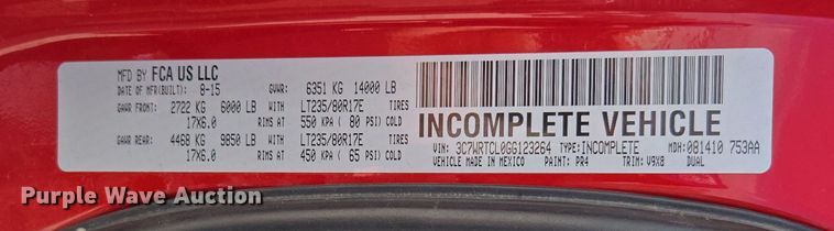 image for item DP6254 2016 Dodge Ram 3500 Crew Cab flatbed pickup truck