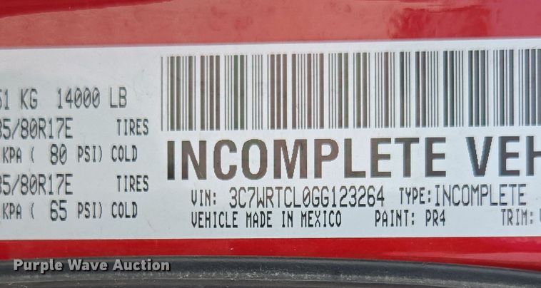 image for item DP6254 2016 Dodge Ram 3500 Crew Cab flatbed pickup truck