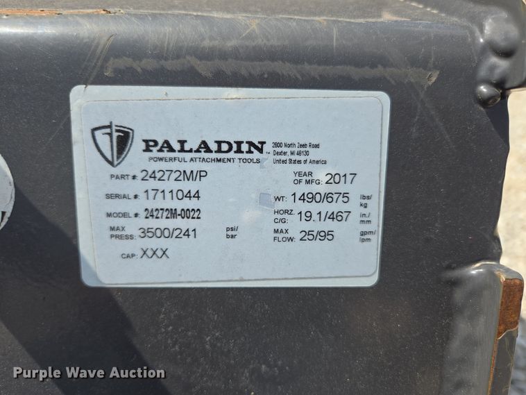image for item DP6256 2017 Paladin 24272M-0022 skid steer sweeper