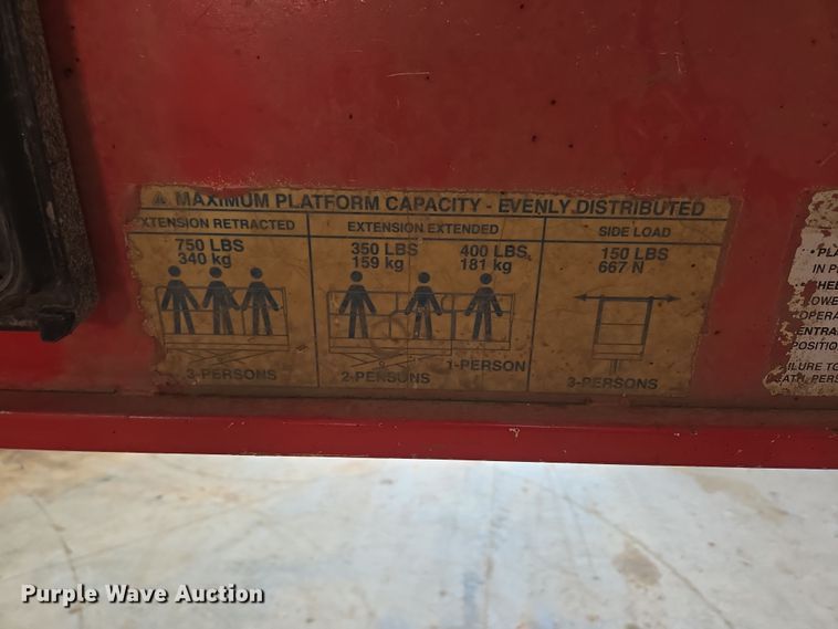 image for item DP6257 2000 Mayville Engineering Co Inc. 3768ES scissor lift