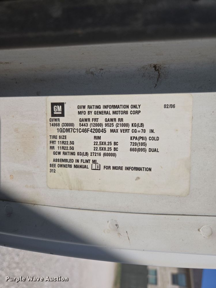 image for item DP6259 2006 GMC C7500 utility / service truck