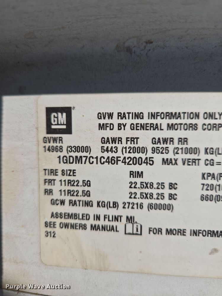 image for item DP6259 2006 GMC C7500 utility / service truck