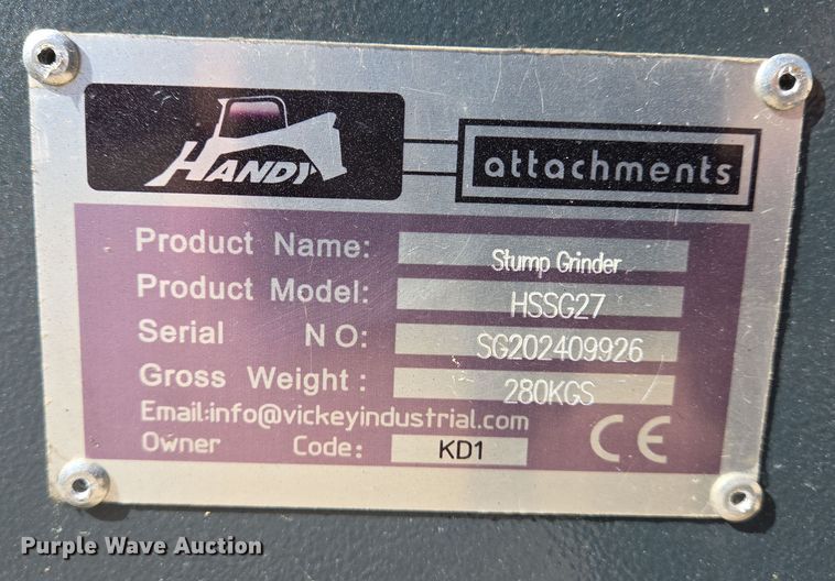 image for item DS5317 Handy HSSG27 skid steer stump grinder