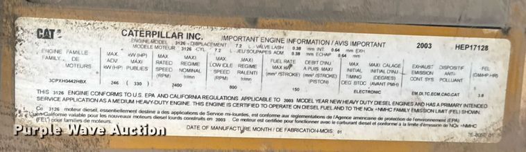 image for item DT0540 2003 Sterling L7500 dump truck