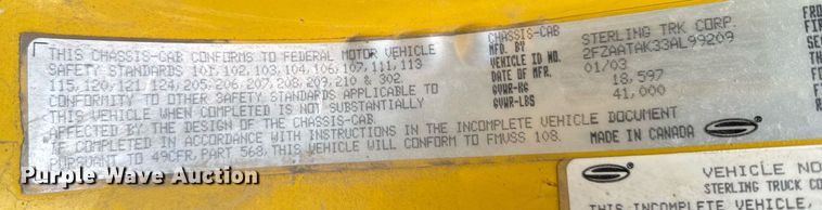 image for item DT0540 2003 Sterling L7500 dump truck