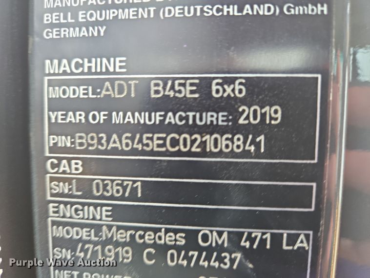 image for item DT4761 2021 Bell B45E 6x6 articulated haul truck