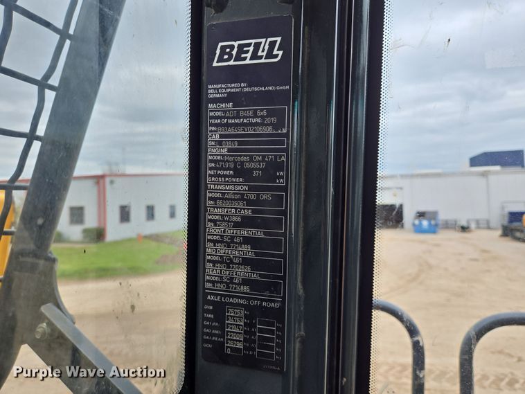 image for item DT4762 2021 Bell B45E 6x6 articulated haul truck