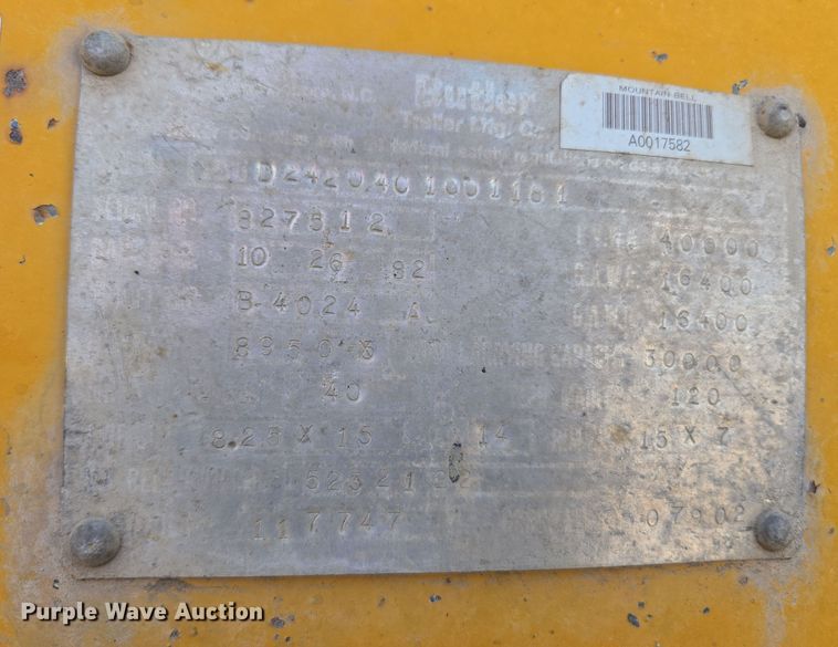 image for item DT7070 1984 Butler equipment trailer