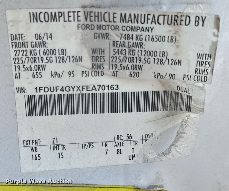 image for item DU3364 2015 Ford F450 Super Duty XL bucket truck