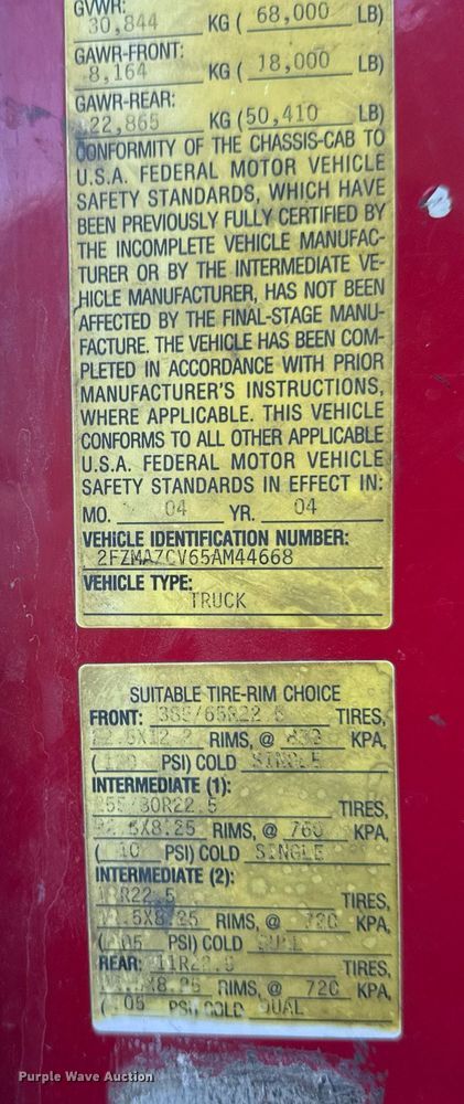 image for item DV0669 2005 Sterling LT9500 dump truck