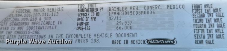 image for item DV0672 2012 Freightliner 114SD sewer jetter truck