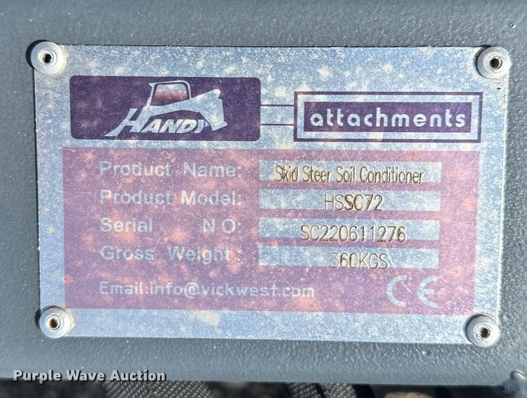 image for item DV0729 Handy HSC72 skid steer soil conditioner