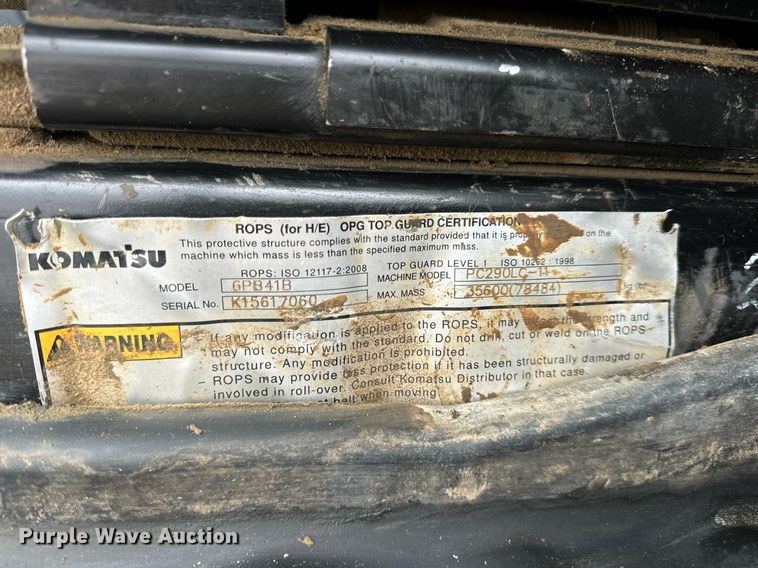 image for item DV1864 2017 Komatsu PC290LC-11 excavator