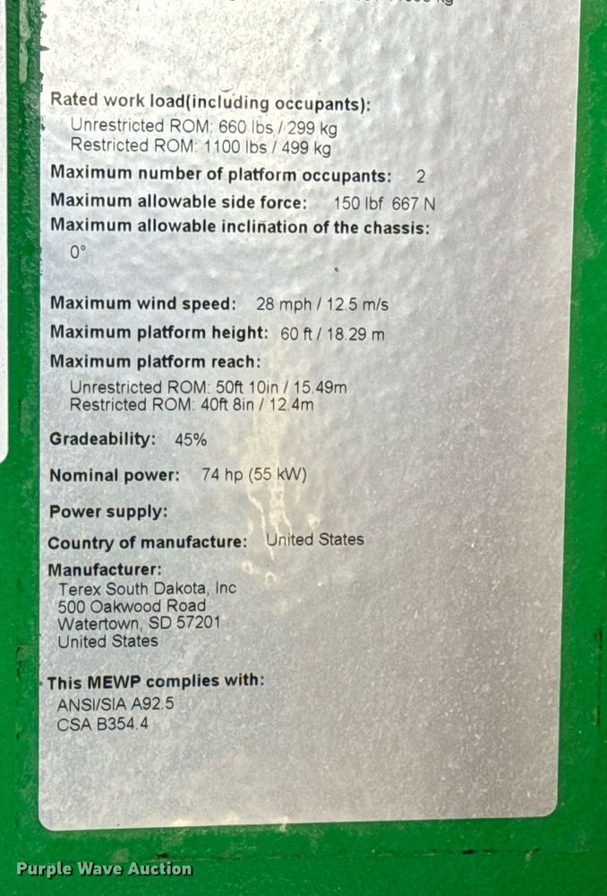 image for item DV1865 2016 Genie S-60TRAX boom lift