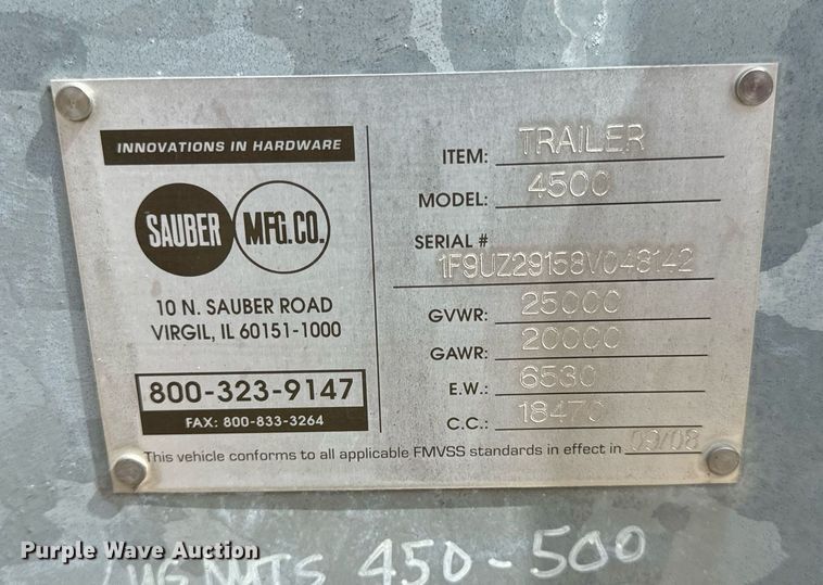 image for item DV1871 2008 Sauber Mfg Co. 4500 pole trailer