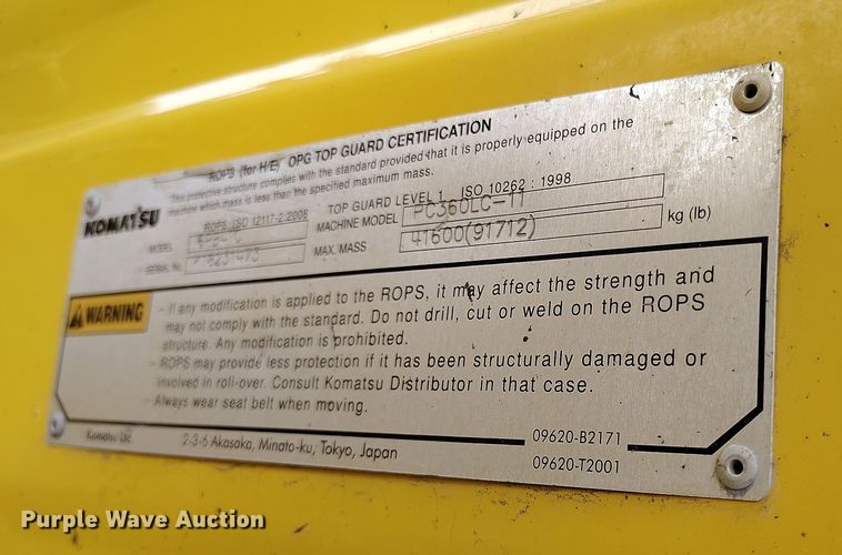 image for item DV6731 2018 Komatsu PC360LC-11 excavator