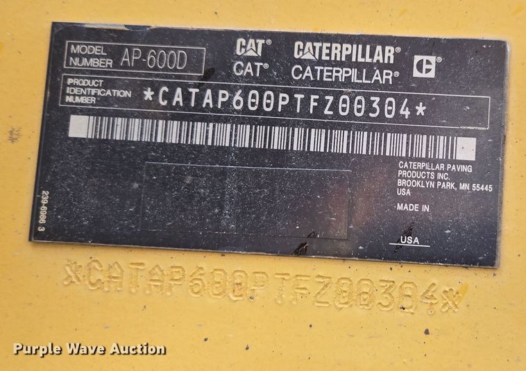 image for item DW1874 2012 Caterpillar AP-600D paver
