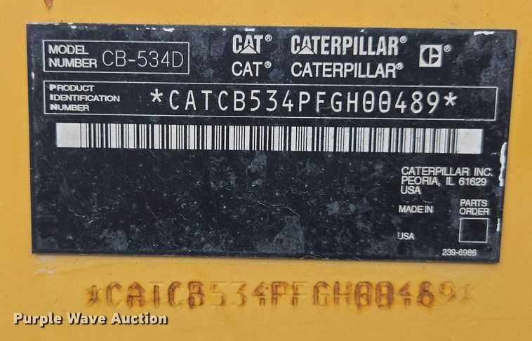 image for item DW1875 2005 Caterpillar CB-534D double drum vibratory roller