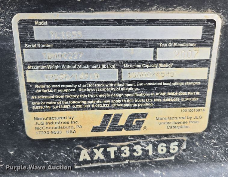 image for item DW1883 2007 Caterpillar TL1055 telehandler