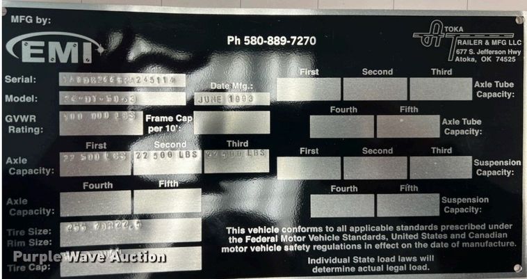 image for item DW3213 1993 Atoka lowboy equipment trailer