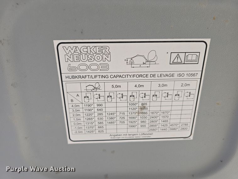 image for item DW3224 2010 Wacker Neuson 6003 mini excavator