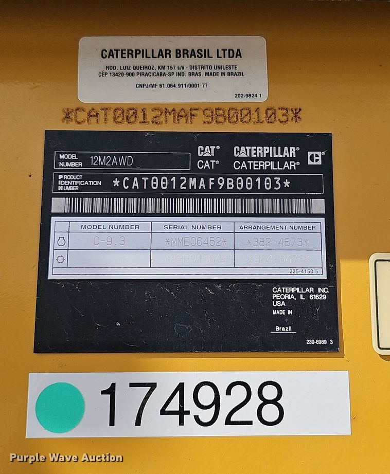 image for item DW3230 2012 Caterpillar 12M2 AWD VHP Plus motor grader