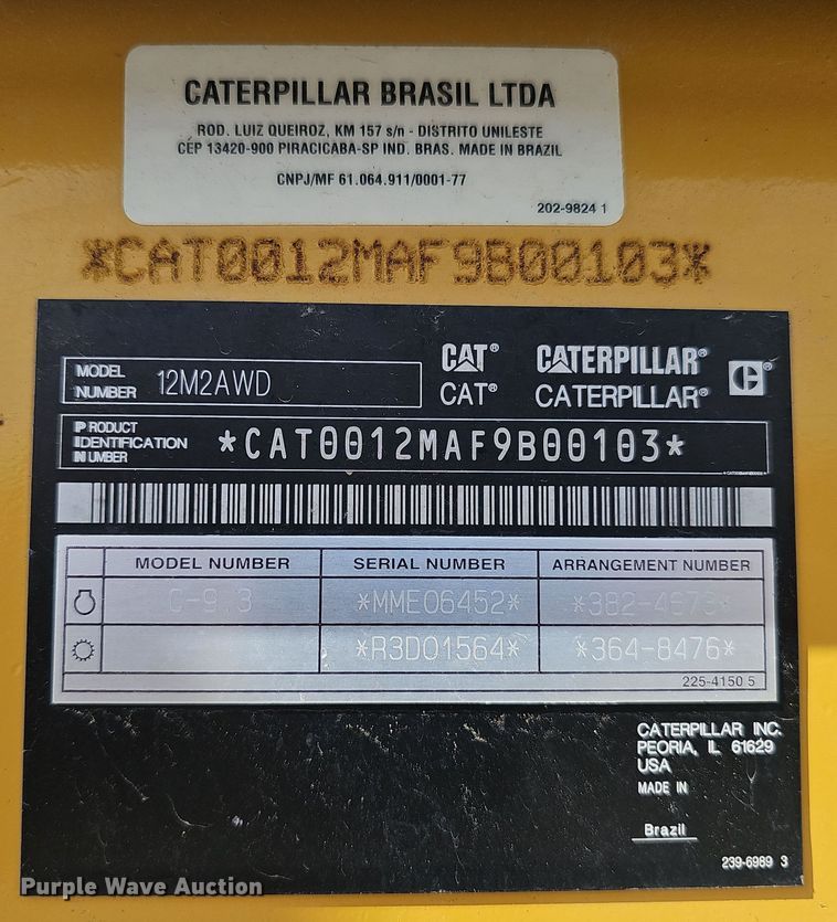 image for item DW3230 2012 Caterpillar 12M2 AWD VHP Plus motor grader