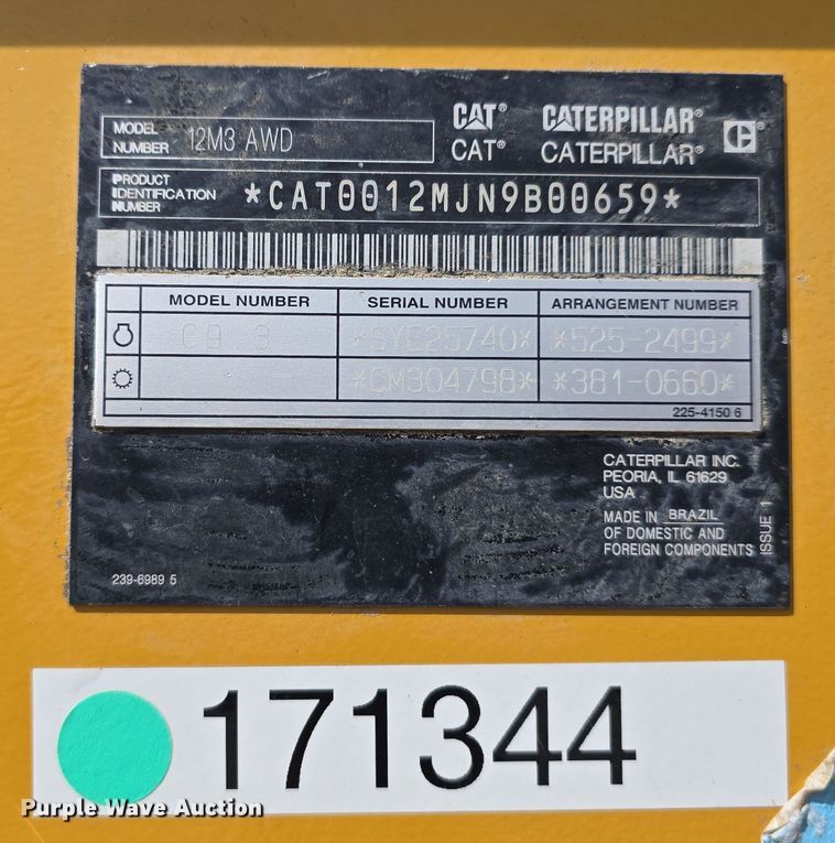 image for item DW3231 2018 Caterpillar 12M3 AWD motor grader