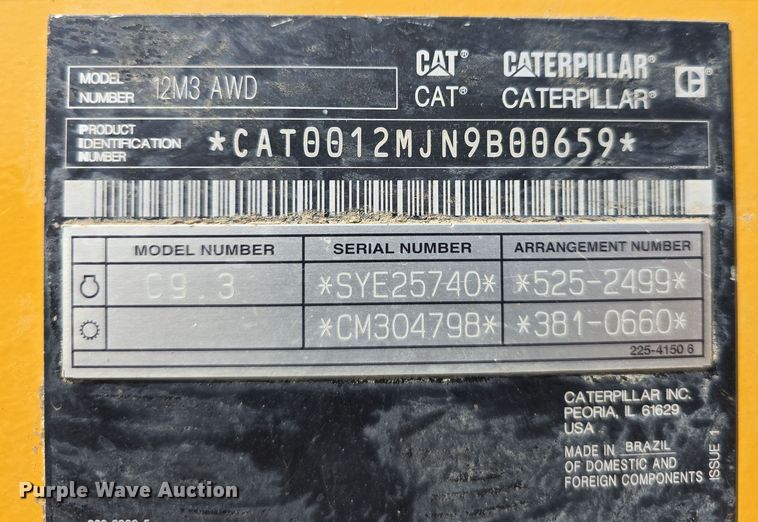 image for item DW3231 2018 Caterpillar 12M3 AWD motor grader
