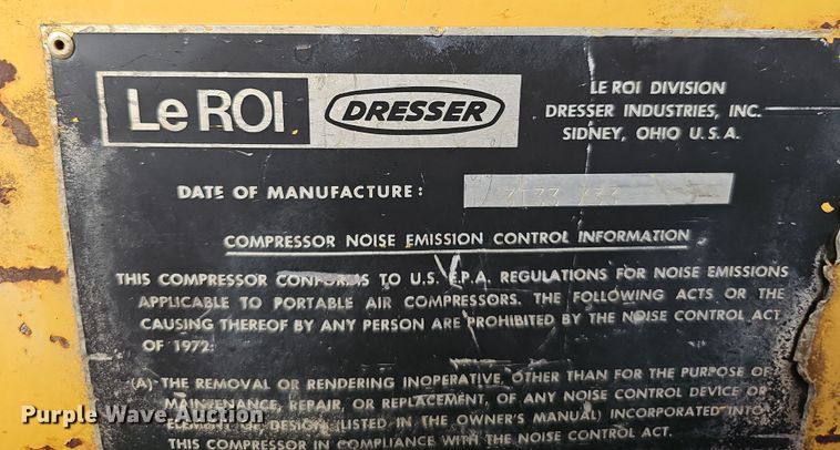 image for item DW3246 LeRoi Dresser Q185DJD-E air compressor