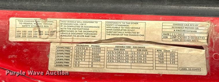 image for item DW5063 2016 Peterbilt 365 ready mix truck