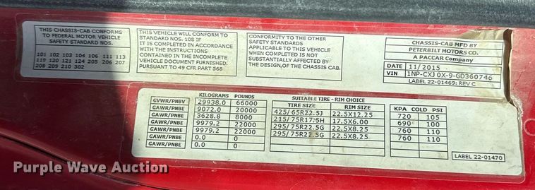 image for item DW5066 2016 Peterbilt 365 ready mix truck