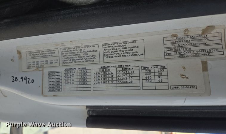 image for item DW5075 2017 Peterbilt 567 ready mix truck