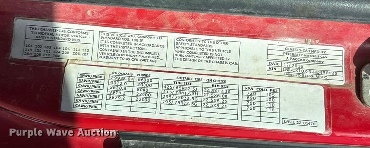 image for item DW5078 2017 Peterbilt 365 ready mix truck