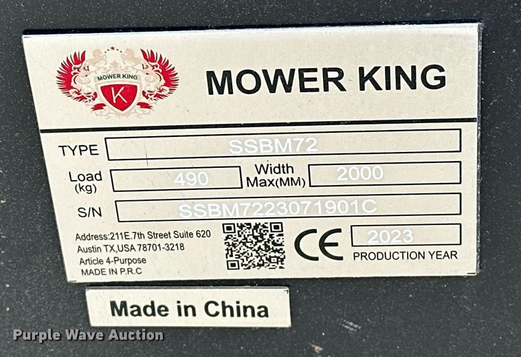 image for item DW5110 2023 Mower King SSBM72 skid steer sweeper