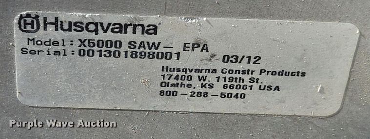 image for item DW8565 2012 Husqvarna Soff Cut X5000 concrete saw