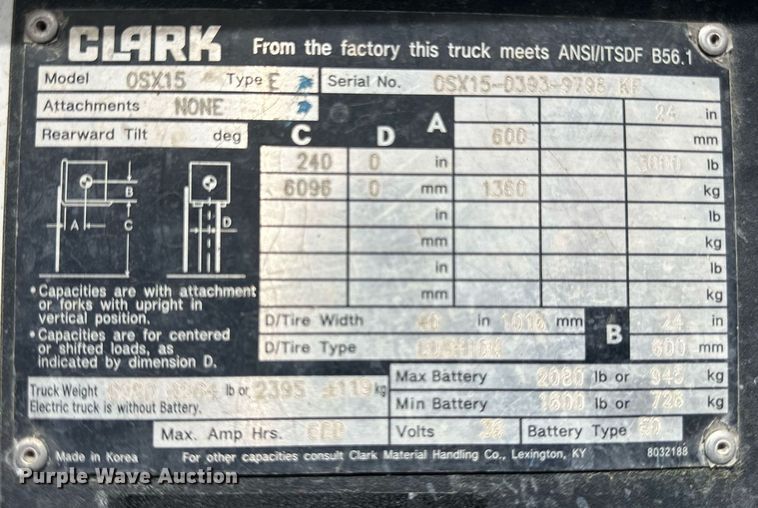 image for item DW8570 Clark OSX15 order picker