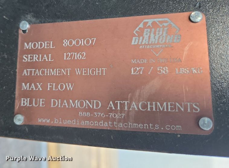 image for item EC0886 Blue Diamond 800107 excavator auger quick coupler mount