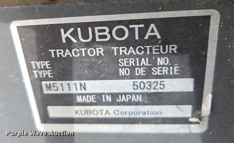 image for item EC0900 2018 Kubota M5N-111 MFWD tractor