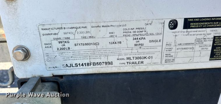 image for item EC4059 2015 Magnum MLT3060K light plant